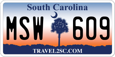 SC license plate MSW609