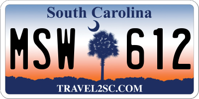SC license plate MSW612
