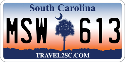 SC license plate MSW613