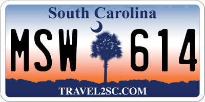 SC license plate MSW614