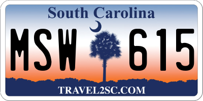 SC license plate MSW615
