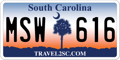 SC license plate MSW616