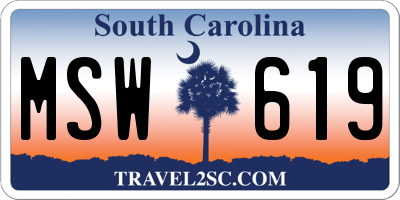 SC license plate MSW619