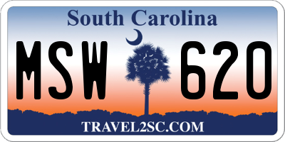 SC license plate MSW620