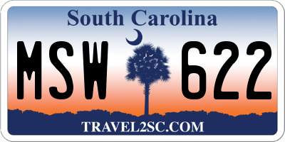 SC license plate MSW622