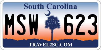 SC license plate MSW623