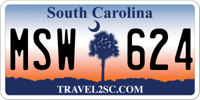 SC license plate MSW624