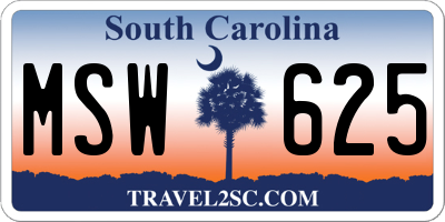 SC license plate MSW625