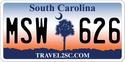 SC license plate MSW626