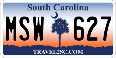 SC license plate MSW627