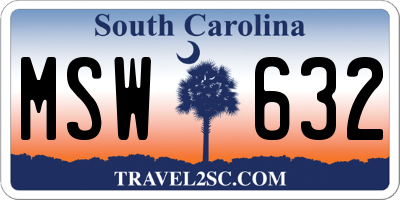 SC license plate MSW632