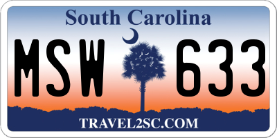SC license plate MSW633