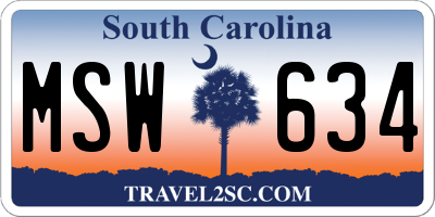 SC license plate MSW634