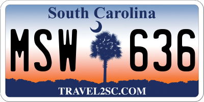 SC license plate MSW636