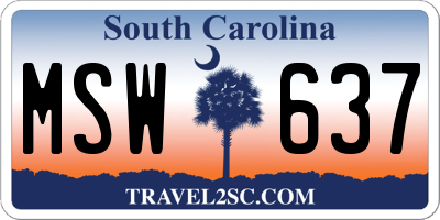 SC license plate MSW637