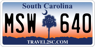 SC license plate MSW640
