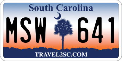 SC license plate MSW641