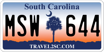 SC license plate MSW644