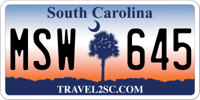 SC license plate MSW645