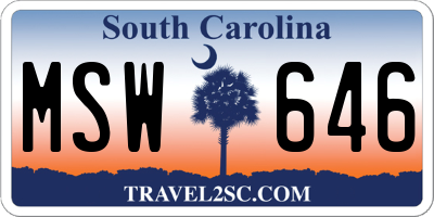SC license plate MSW646
