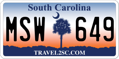 SC license plate MSW649