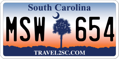 SC license plate MSW654