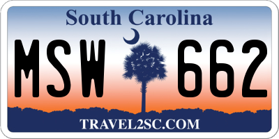SC license plate MSW662