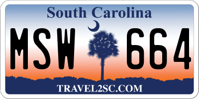 SC license plate MSW664