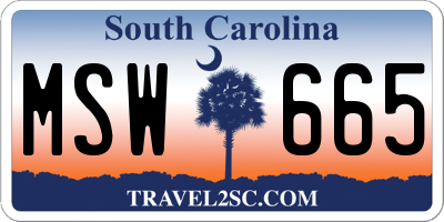 SC license plate MSW665