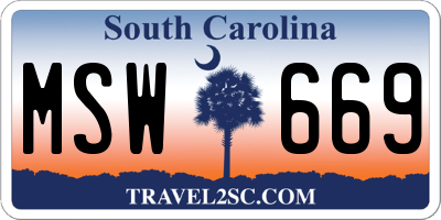 SC license plate MSW669
