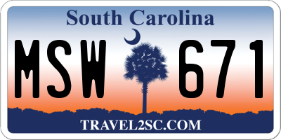 SC license plate MSW671