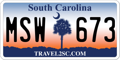 SC license plate MSW673
