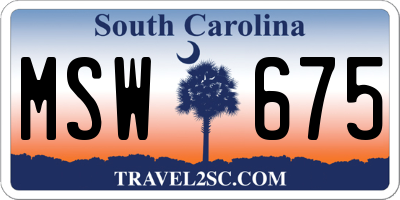 SC license plate MSW675