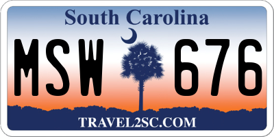 SC license plate MSW676