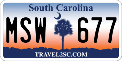 SC license plate MSW677