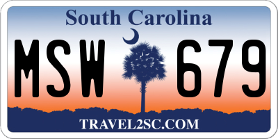 SC license plate MSW679