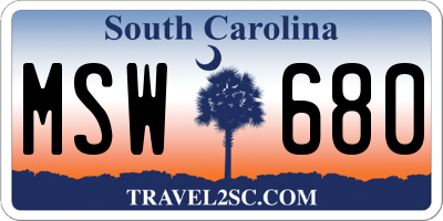 SC license plate MSW680