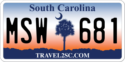 SC license plate MSW681