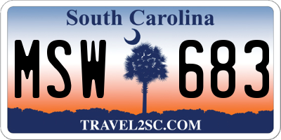 SC license plate MSW683
