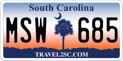 SC license plate MSW685