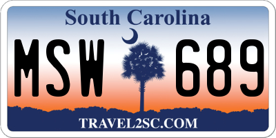 SC license plate MSW689