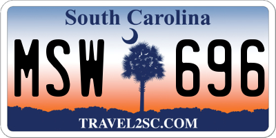 SC license plate MSW696