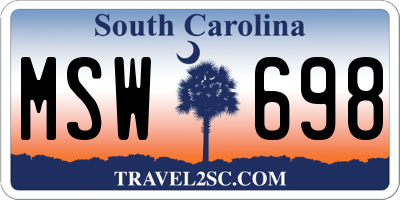 SC license plate MSW698