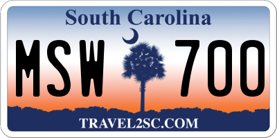 SC license plate MSW700