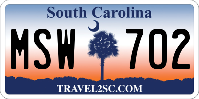 SC license plate MSW702