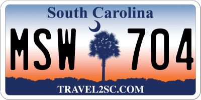 SC license plate MSW704
