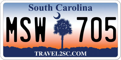 SC license plate MSW705