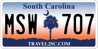 SC license plate MSW707