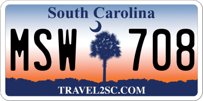SC license plate MSW708