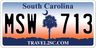 SC license plate MSW713